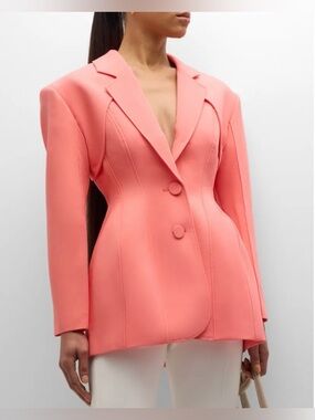 Acler Coral Pink Hawthorn Structured Single-Breasted Jacket Size 2 S Sold Out